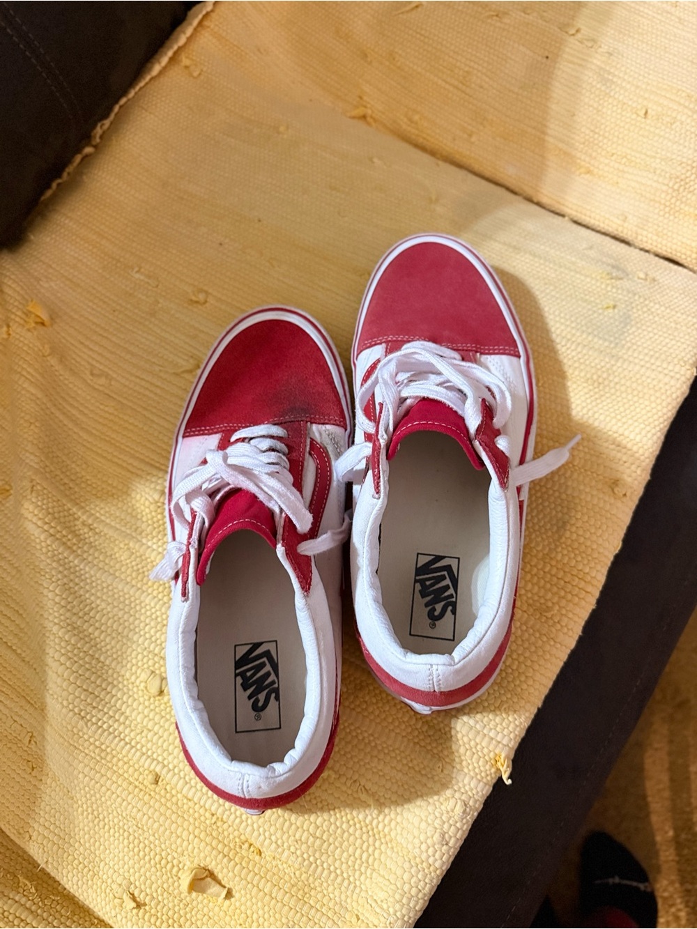 Vans Red and White Classic Low-Top Sneakers